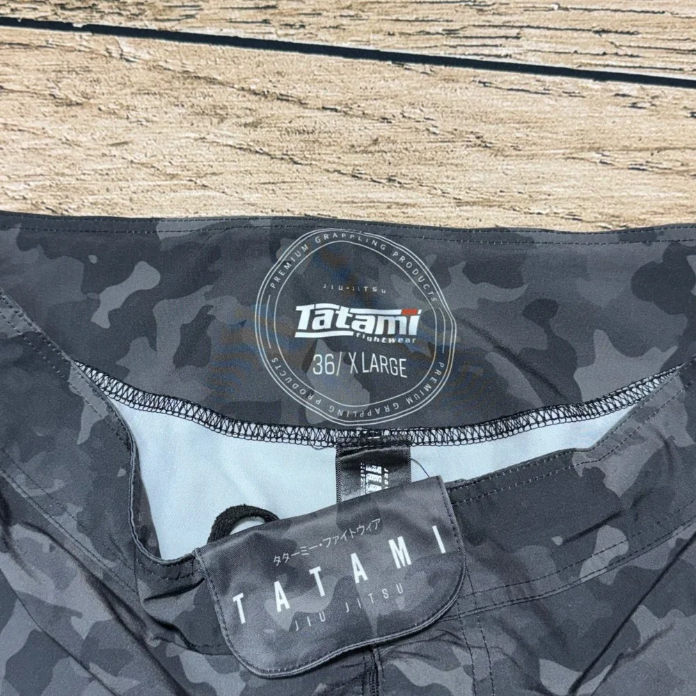 Tatami Grappling Shorts Men 36 XL Grey Camo BJJ MMA Jiu Jitsu Fight Wear